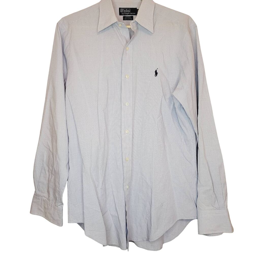 Polo Ralph Lauren Andrew check print button up cotton dress shirt Size 15 Preppy